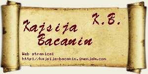 Kajsija Bačanin vizit kartica